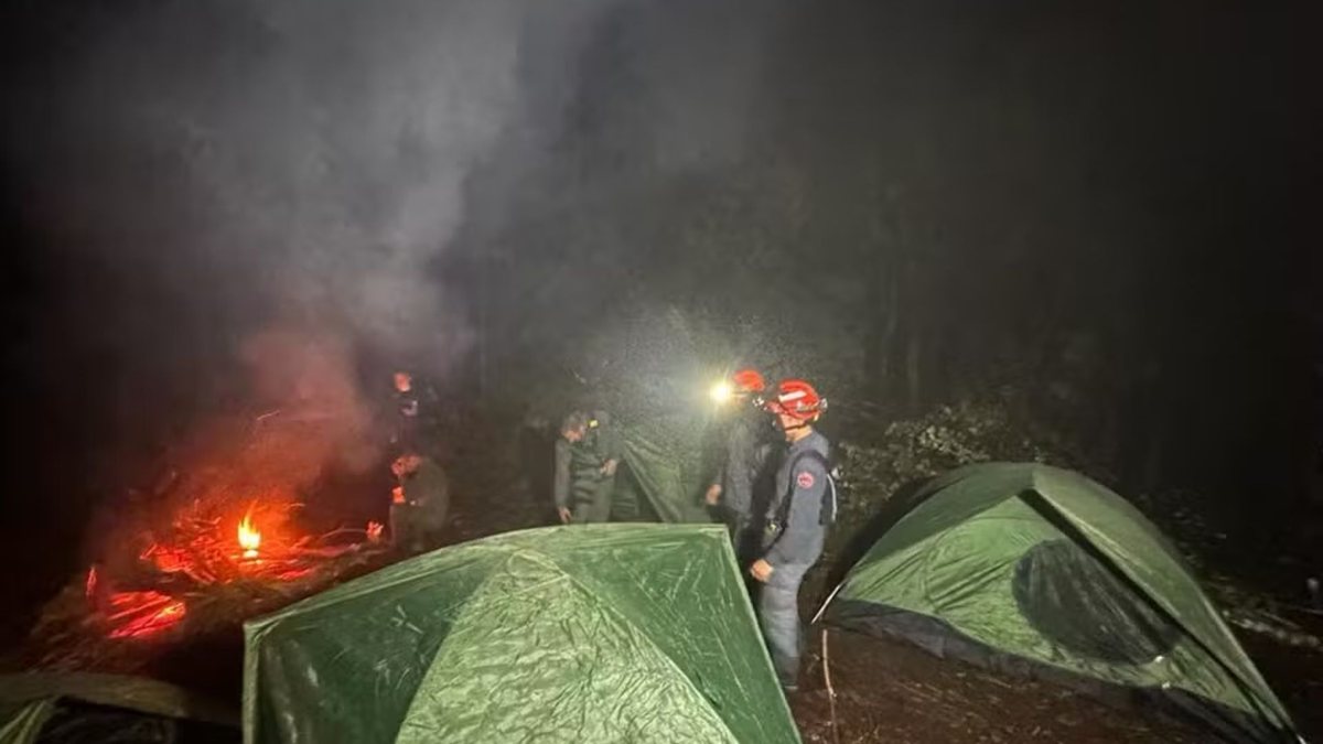 Vítimas do acidente de helicóptero em Paraibuna não sobrevivem e corpos são retirados - (Foto: divulgação/ Corpo de Bombeiros)