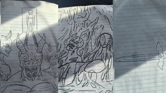 Desenhos que jovem fazia constantemente em seu caderno - Reprodução: Instagram / O Metropoles