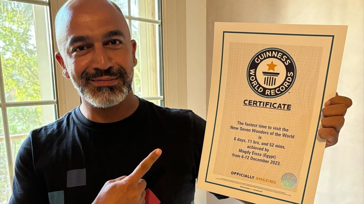 Egípcio visita 7 Maravilhas em tempo recorde e entra no Guinness - (Foto: reprodução/Instagram)