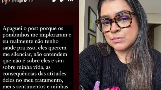 A cantora Preta Gil disse que imploraram para que ela apagasse seu desabafo - Reprodução/Instagram @pretagil