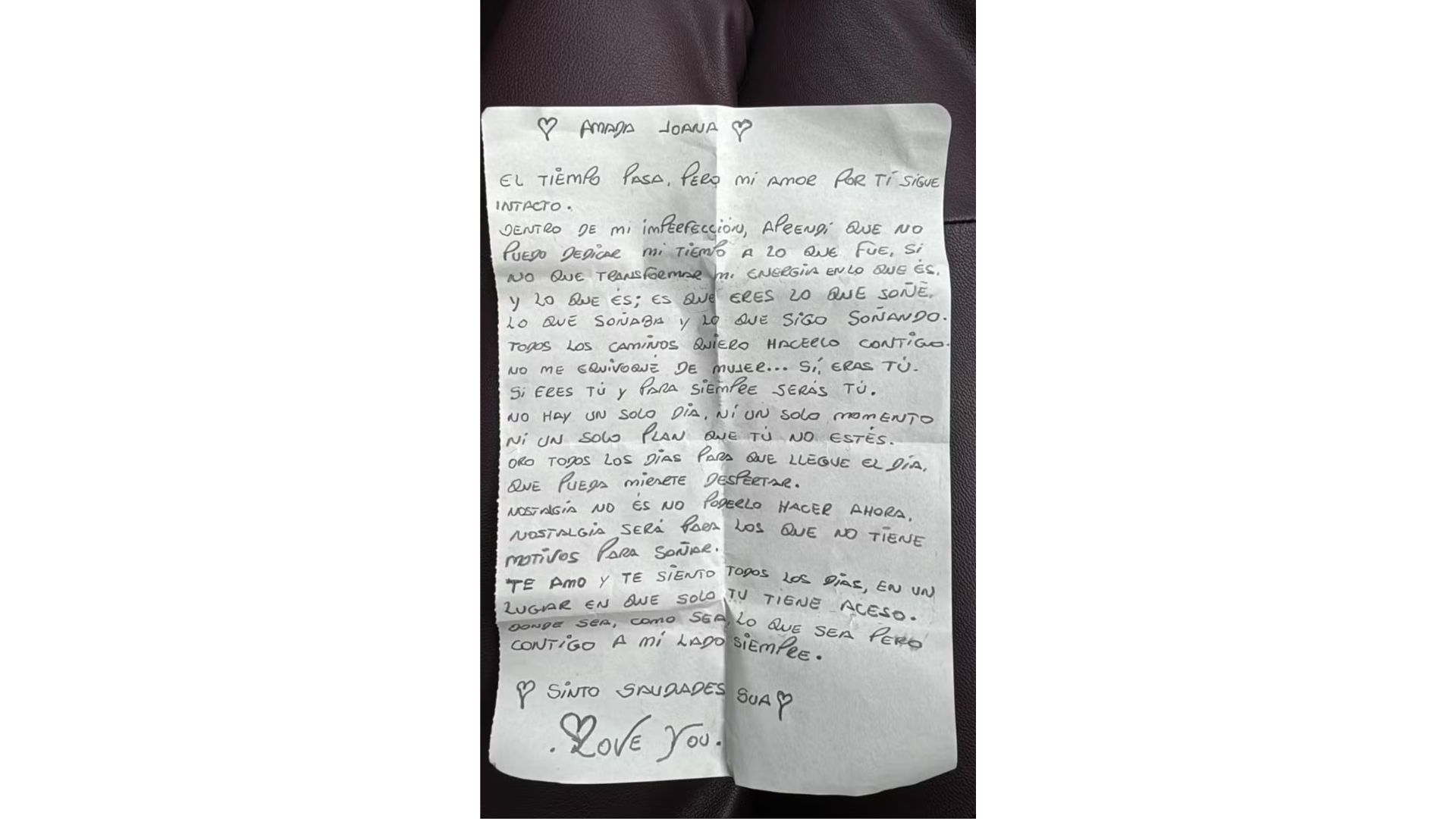 Carta de Daniel Alves para esposa da prisão