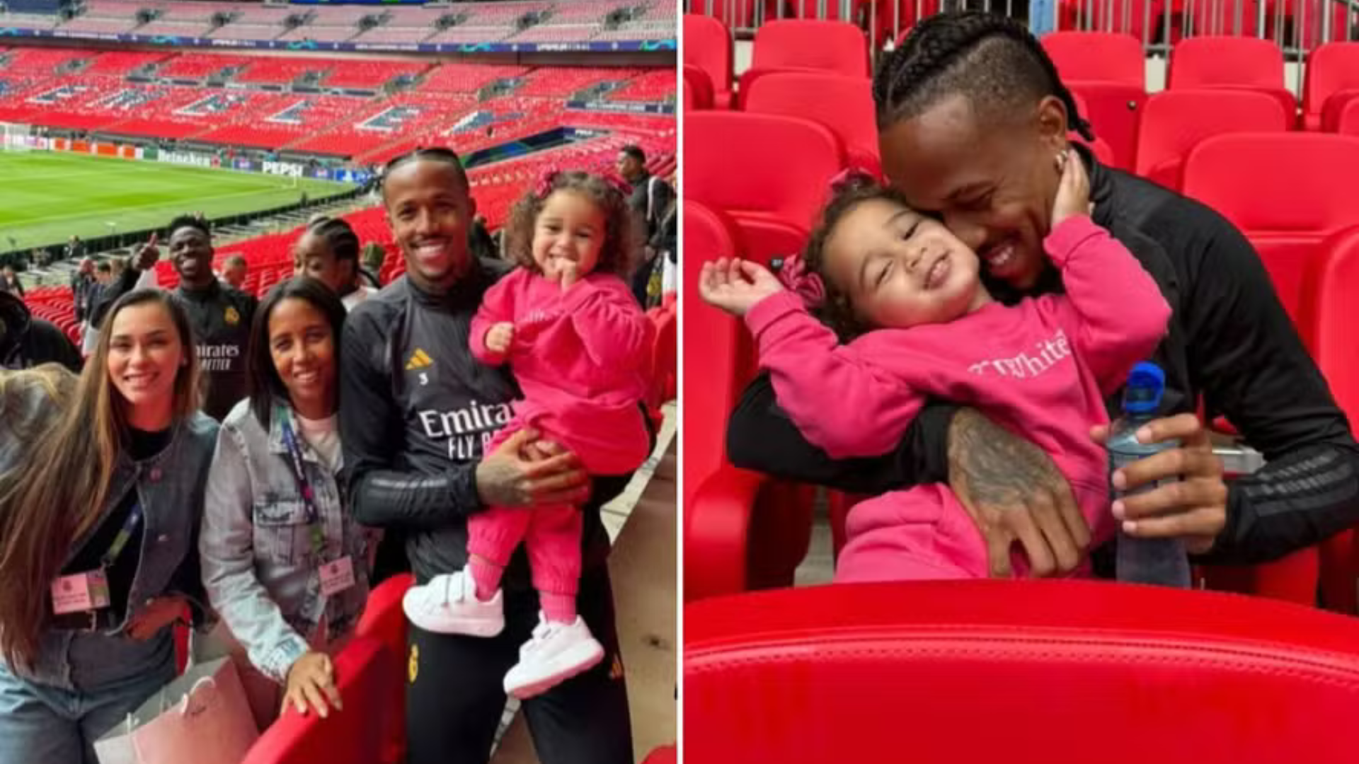 Éder Militão com a filha e nova namorada