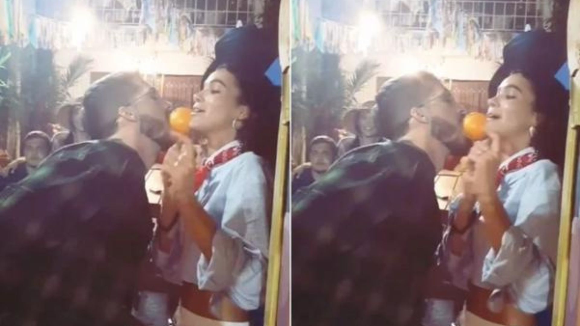 Bruna Marquezine e João Guilherme em festa junina