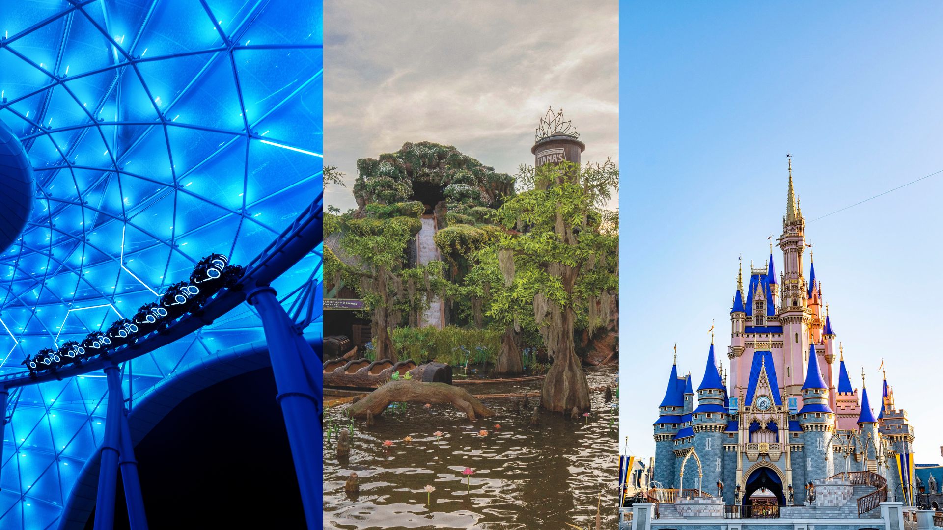 TRON, Tiana's Bayou Adventure e Castelo da Cinderella