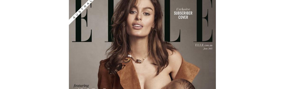 Modelo Nicole Trunfio amamenta filho de quatro meses na capa da Elle Austrália