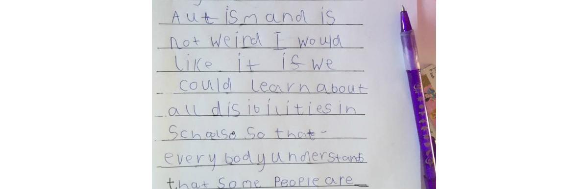 Menina de 6 anos faz carta para defender irmão autista