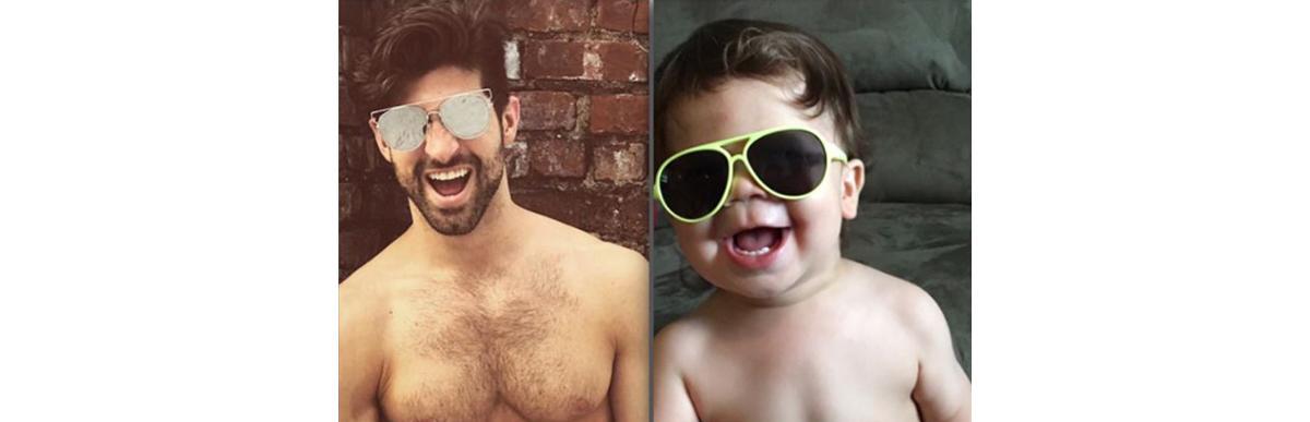 Bebê copia as poses do tio modelo no Instagram e faz sucesso na internet