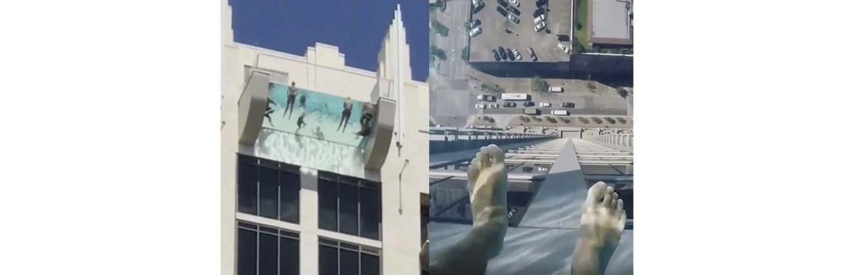 Você se jogaria em uma piscina com fundo de vidro com mais de 150 metros de altura?