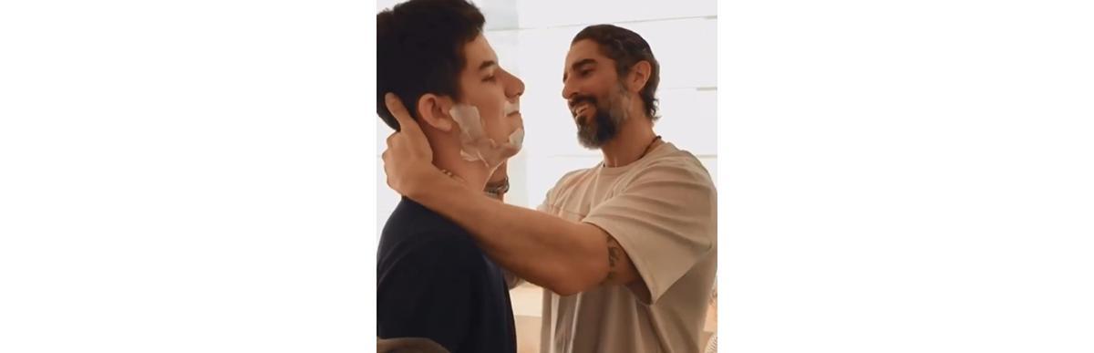 Marcos Mion faz barba de filho autista pela primeira vez em vídeo e legenda emociona