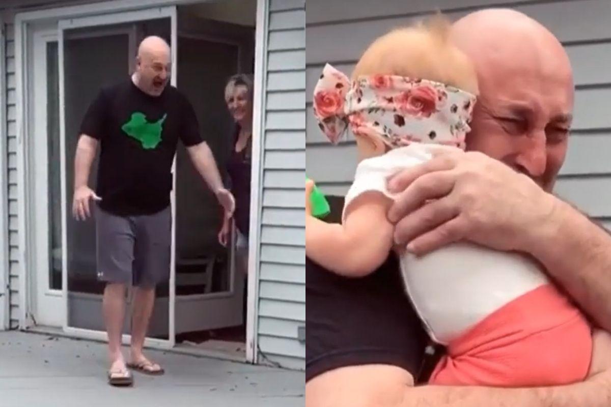 Avô conhece neta 10 meses após o nascimento