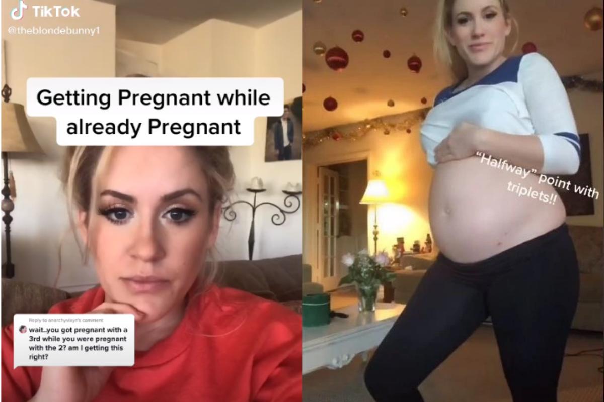 A mãe de três compartilhou no TikTok a gestação inusitada