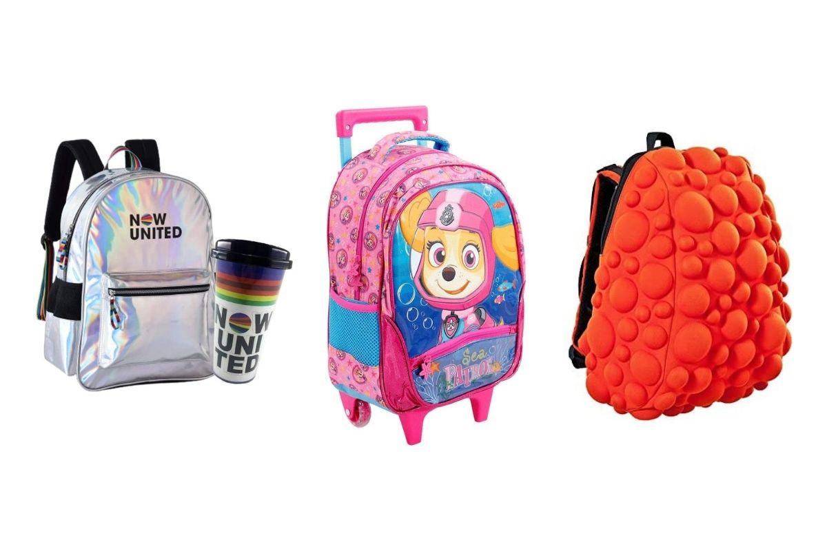Volta às aulas: mochila escolar Unicórnio Holográfico