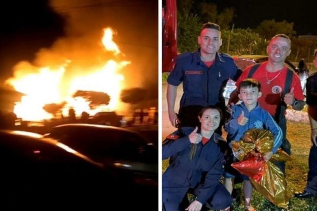 Casa de Cauã invadida pelas chamas. A causa do acidente ainda é investigada pelas autoridades