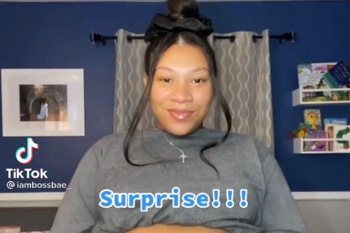 O tamanho da barriga da mulher fez os internautas duvidarem se ela não estaria grávida de gêmeos