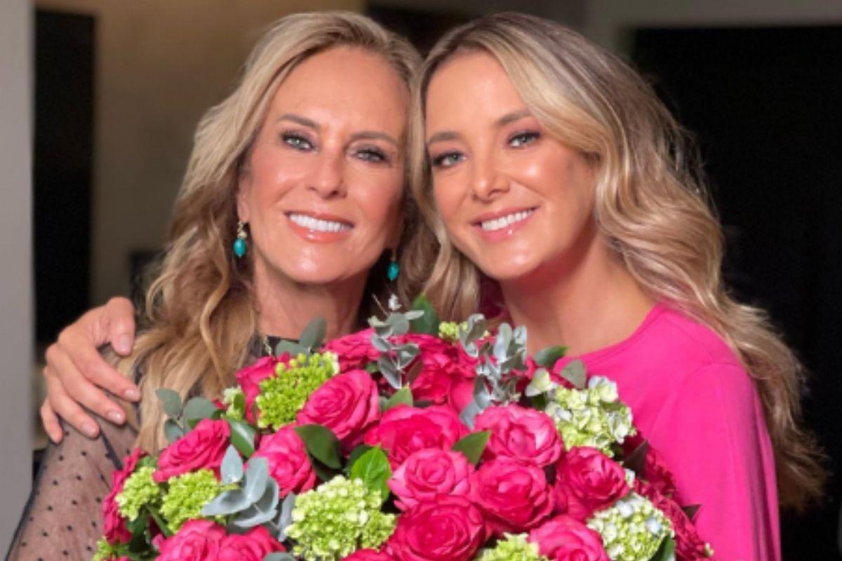 Ticiane, a mãe Helô e a filha Rafaella em foto de família