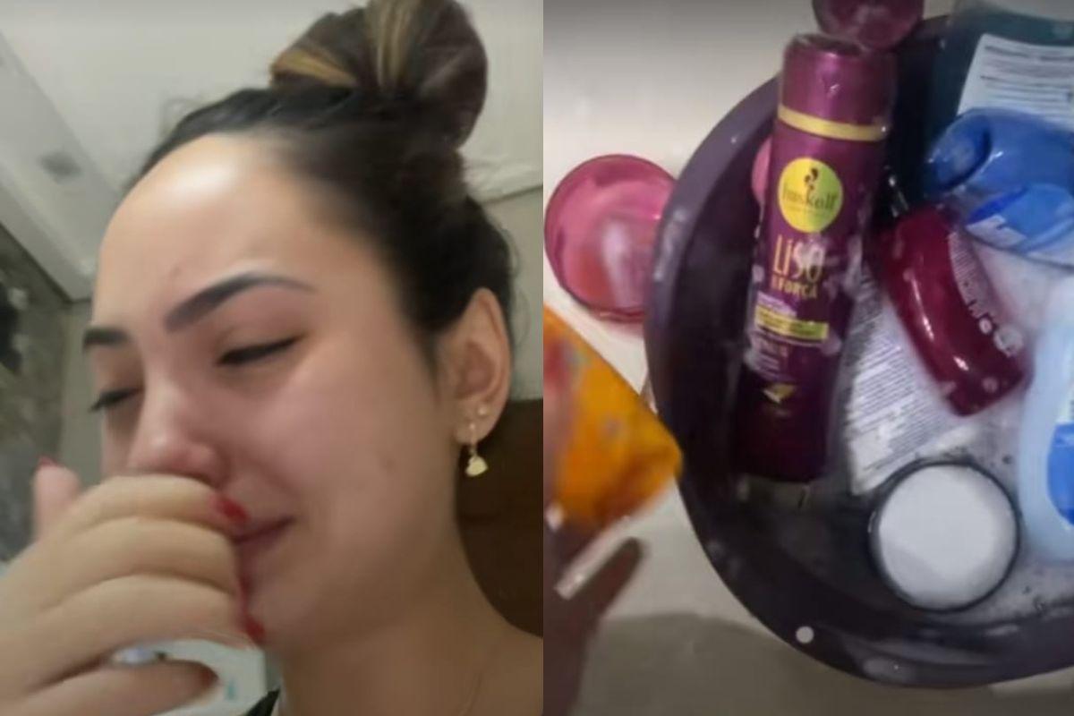 Primas jogam produtos de jovem no chão do chuveiro e enche o banheiro de espuma