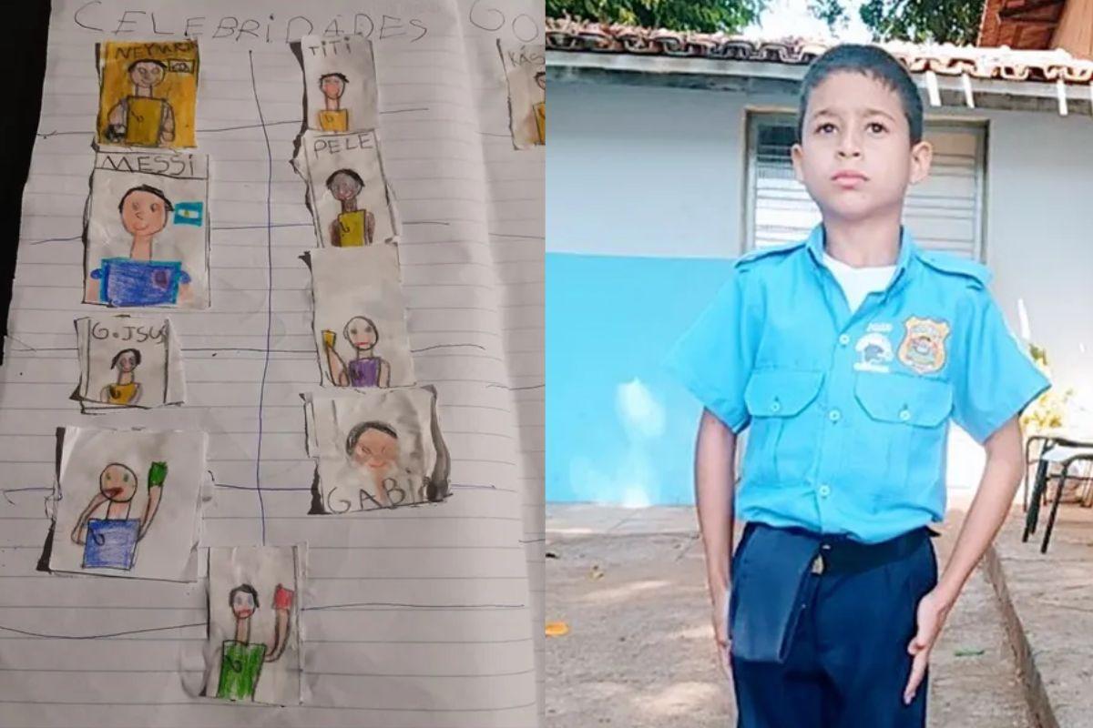 Menino de 8 anos cria o próprio álbum de figurinhas da Copa do Mundo