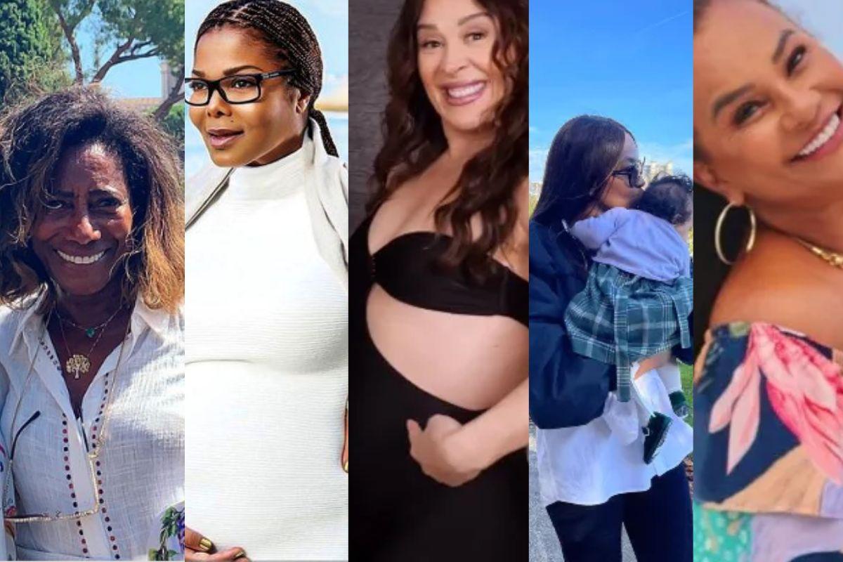 Glória Maria com suas filhas durante um passeio