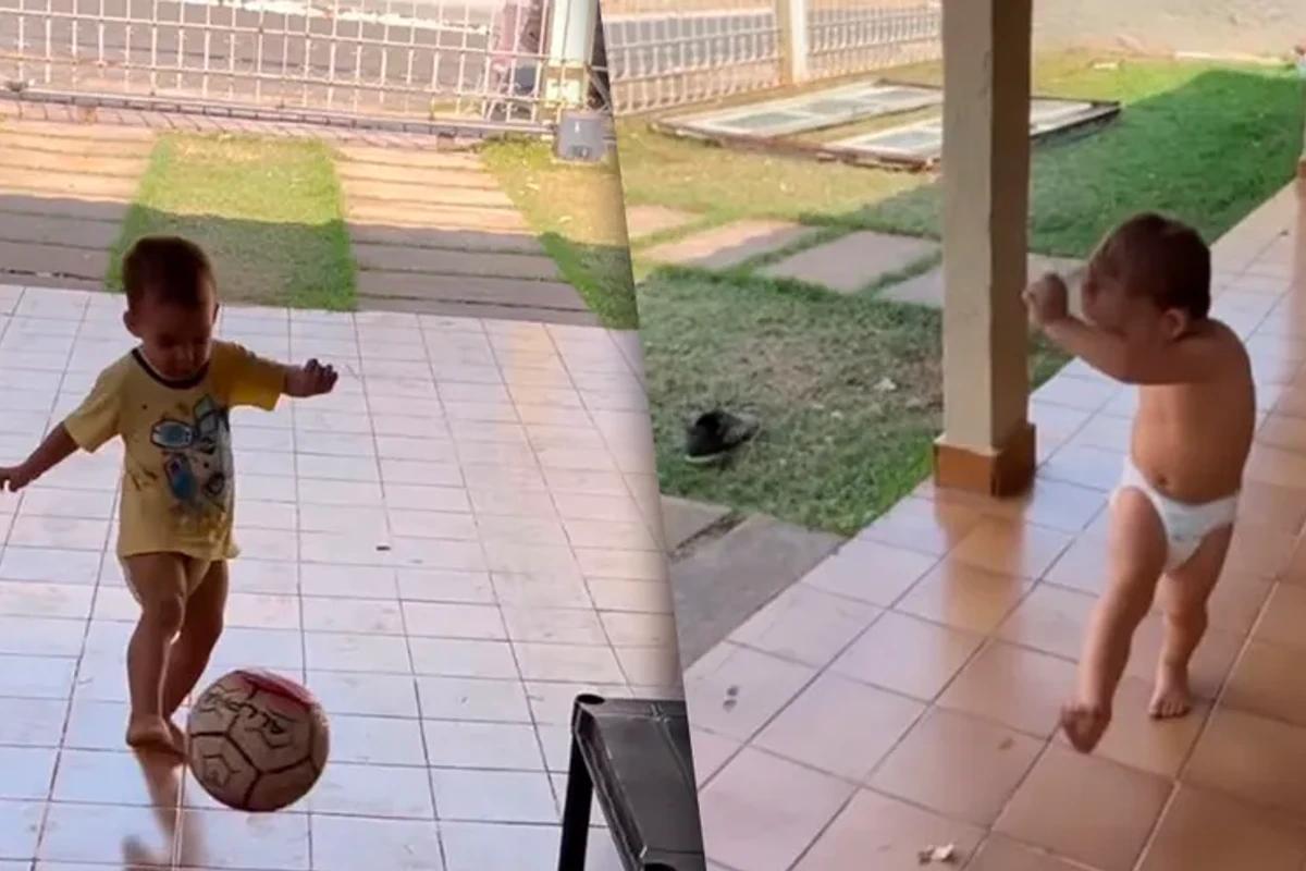 Kael Souza, de apenas 2 anos, surpreende com habilidade com bola