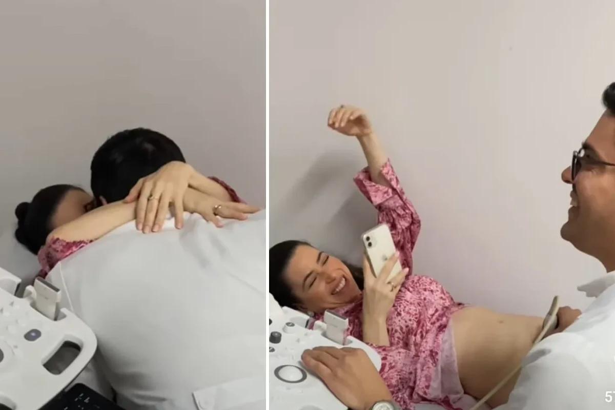 Mulher releva gravidez para o marido durante exame de rotina