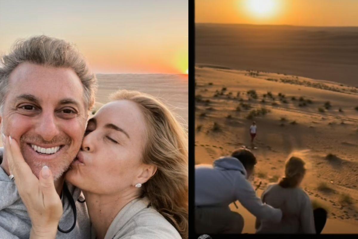 O apresentador apareceu ao lado da esposa, Angélica