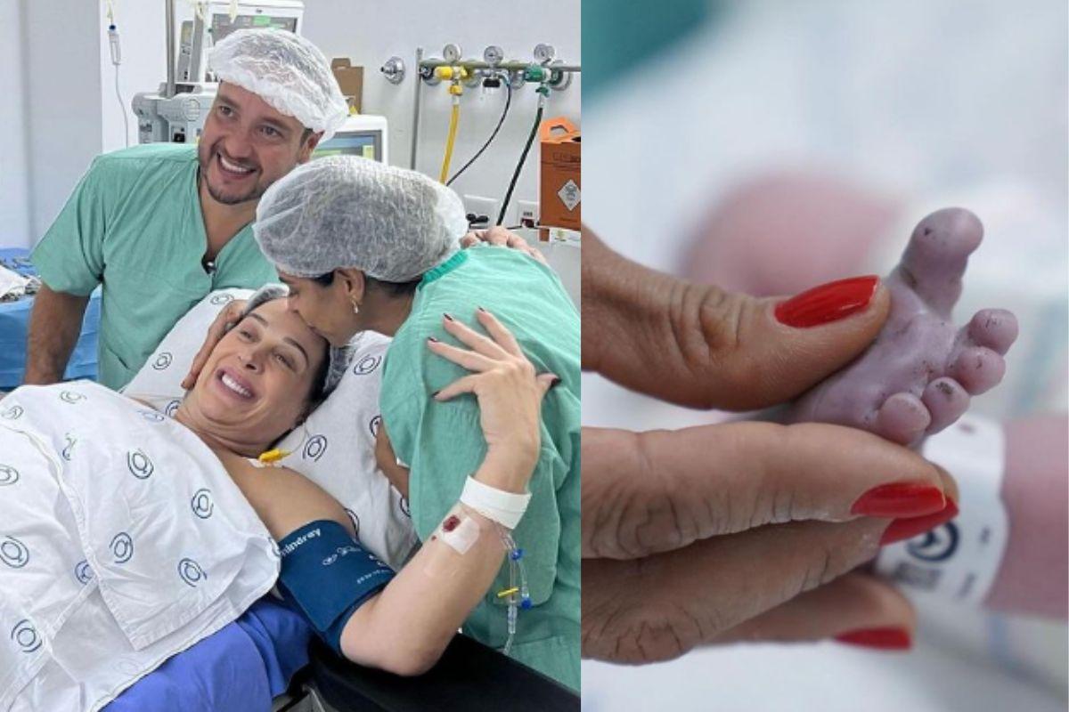 Claudia Raia aparece sorridente em fotos inéditas do parto de filho recém-nascido, Luca