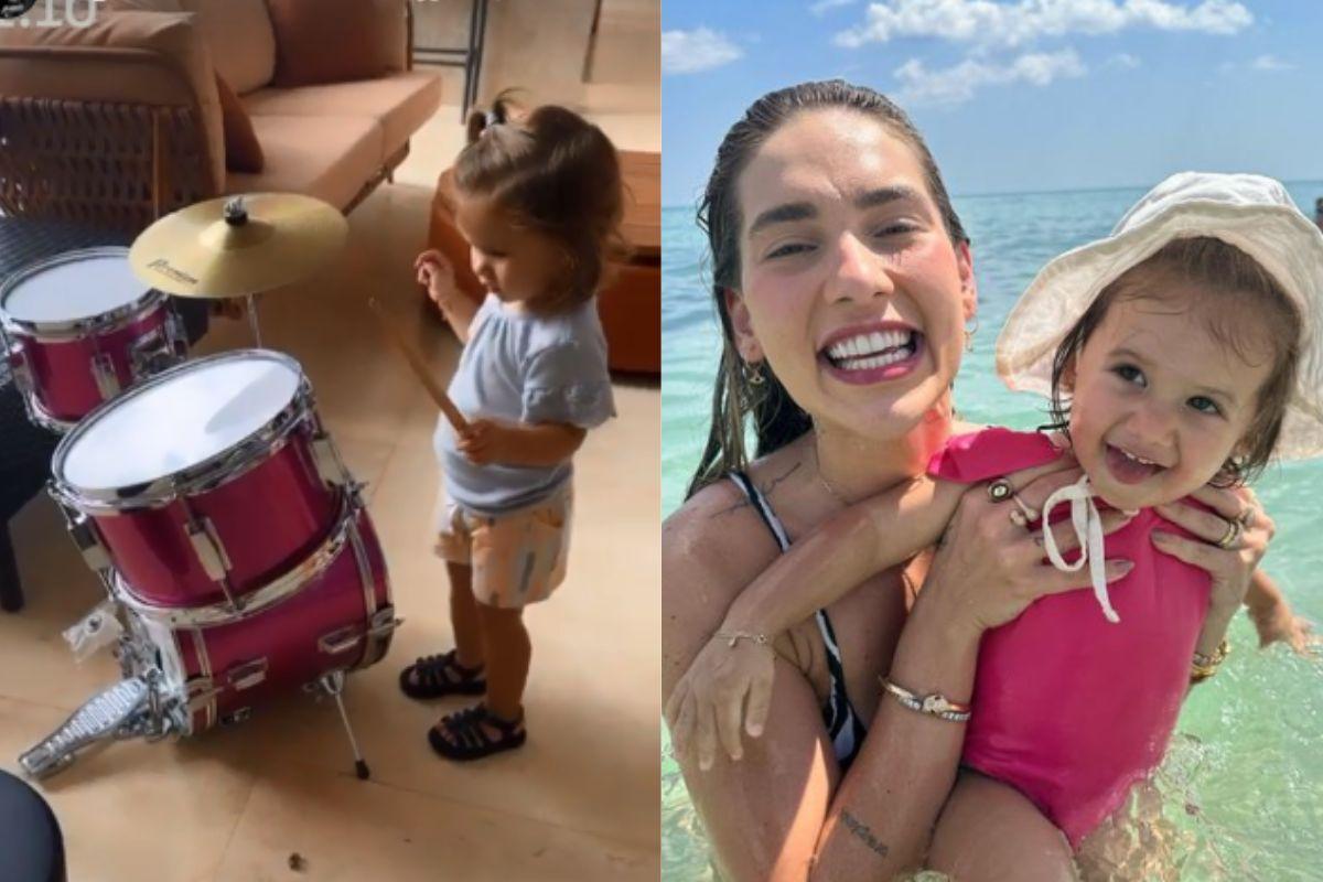 Maria Alice apareceu tocando bateria