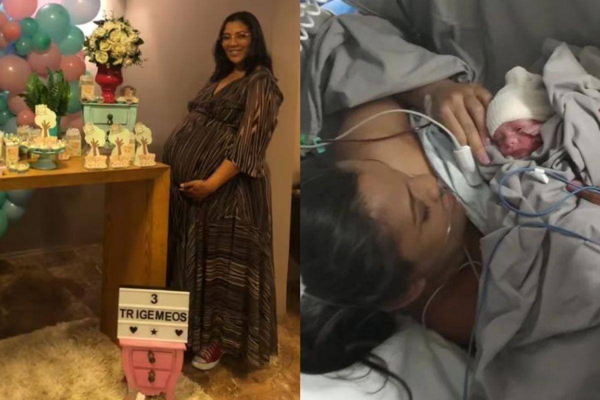 Gustavo, Antônio e Isadora, trigêmeos nascem saudáveis em Minas Gerais.