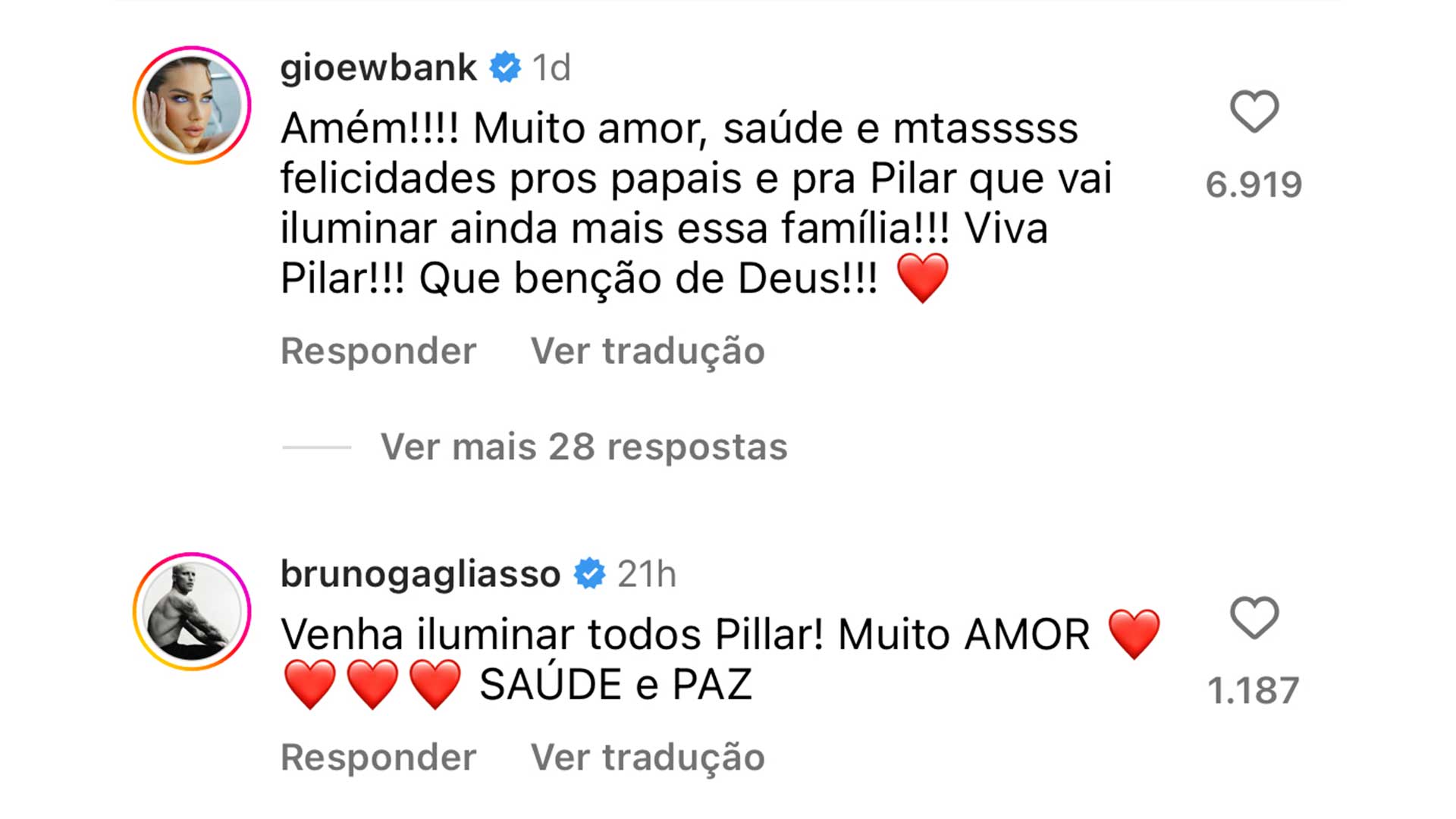 Print de tela de comentários do Instagram