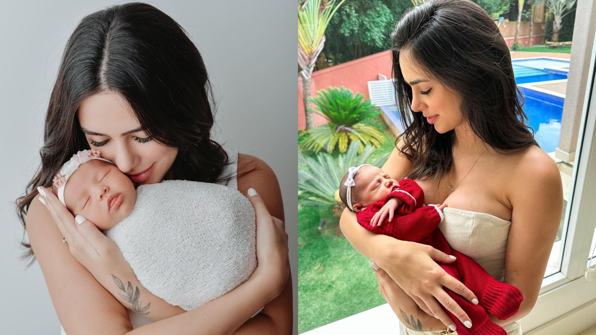 Bruna Biancardi com Mavie, sua filha com Neymar, nos braços