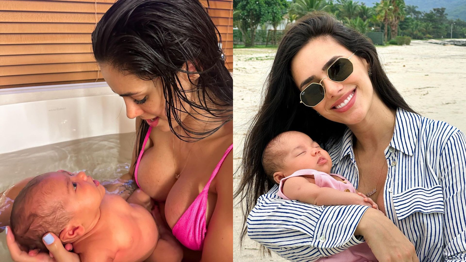 Mulher com a filha posando para foto