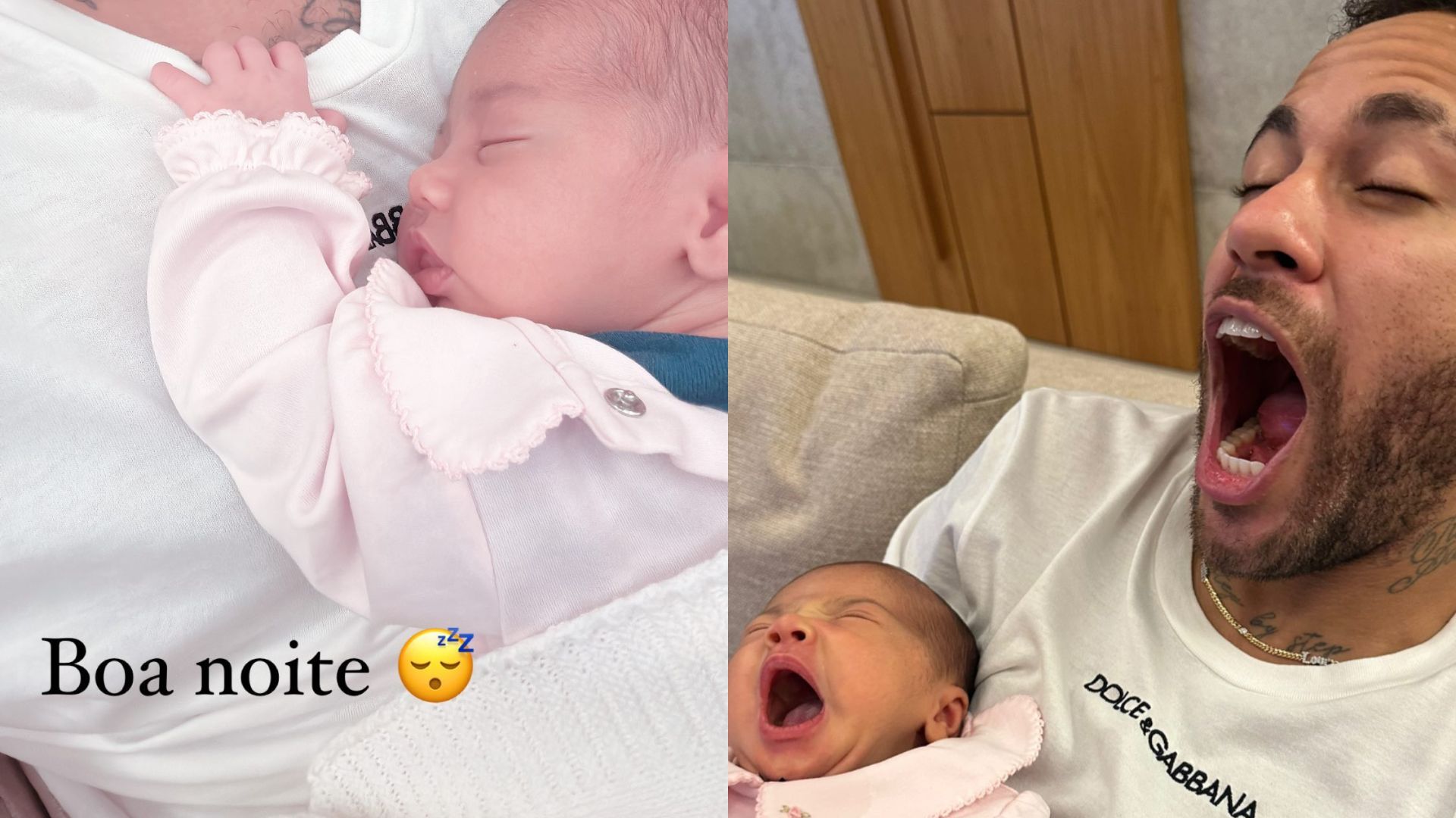 Jogador de futebol Neymar Jr. com Mavie, sua filha com a influenciadora digital Bruna Biancardi