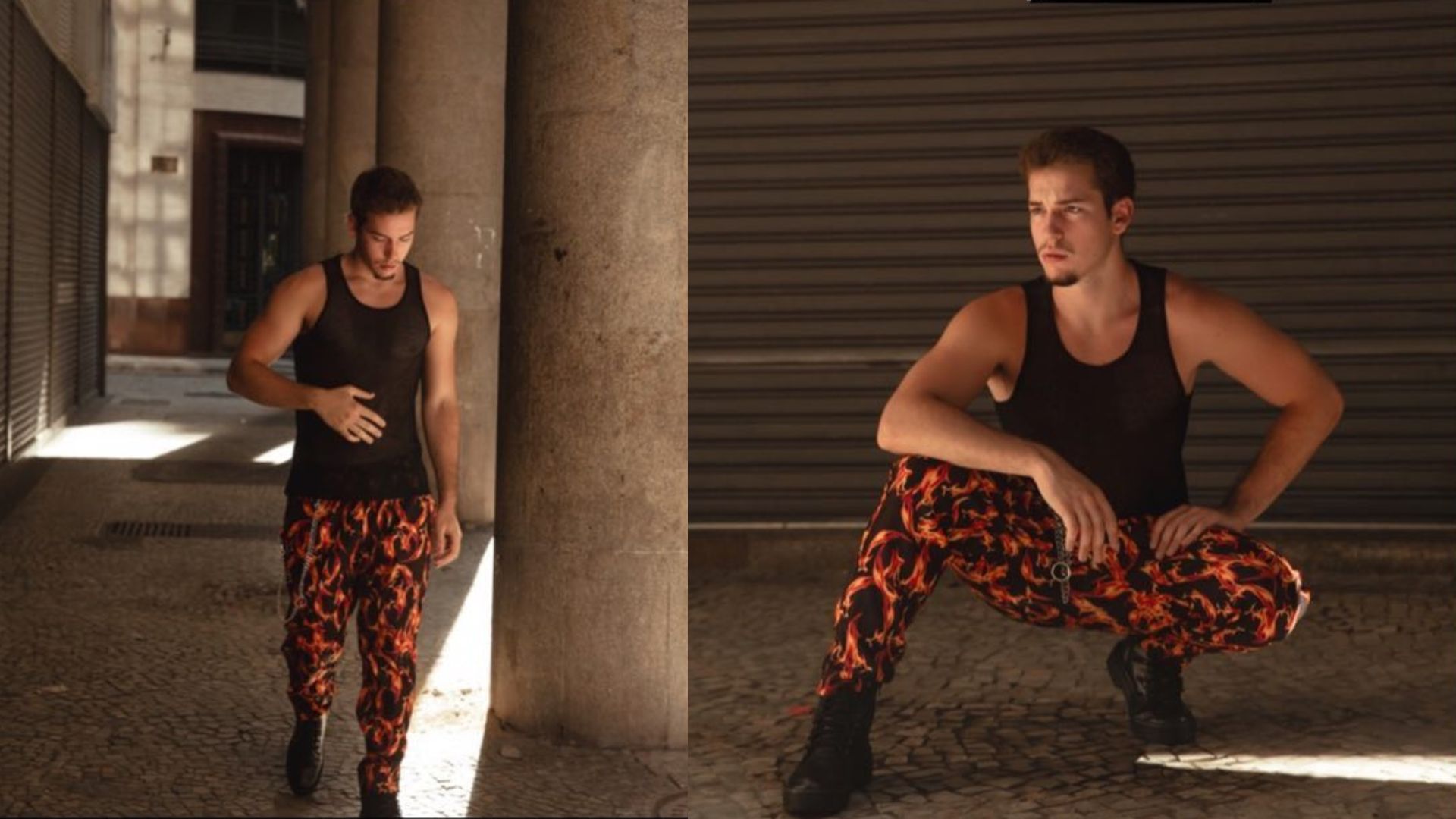 Homem posando para fotos em ensaio fotográfico