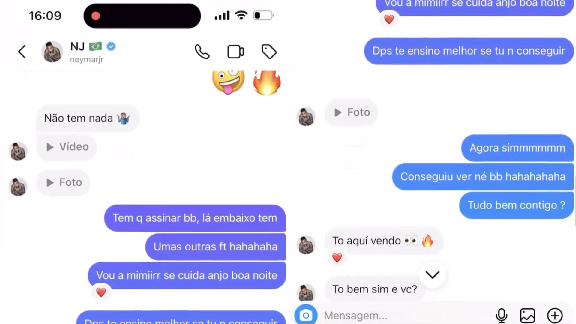 Print de conversa com Neymar vazada por modelo e criadora de conteúdo adulto