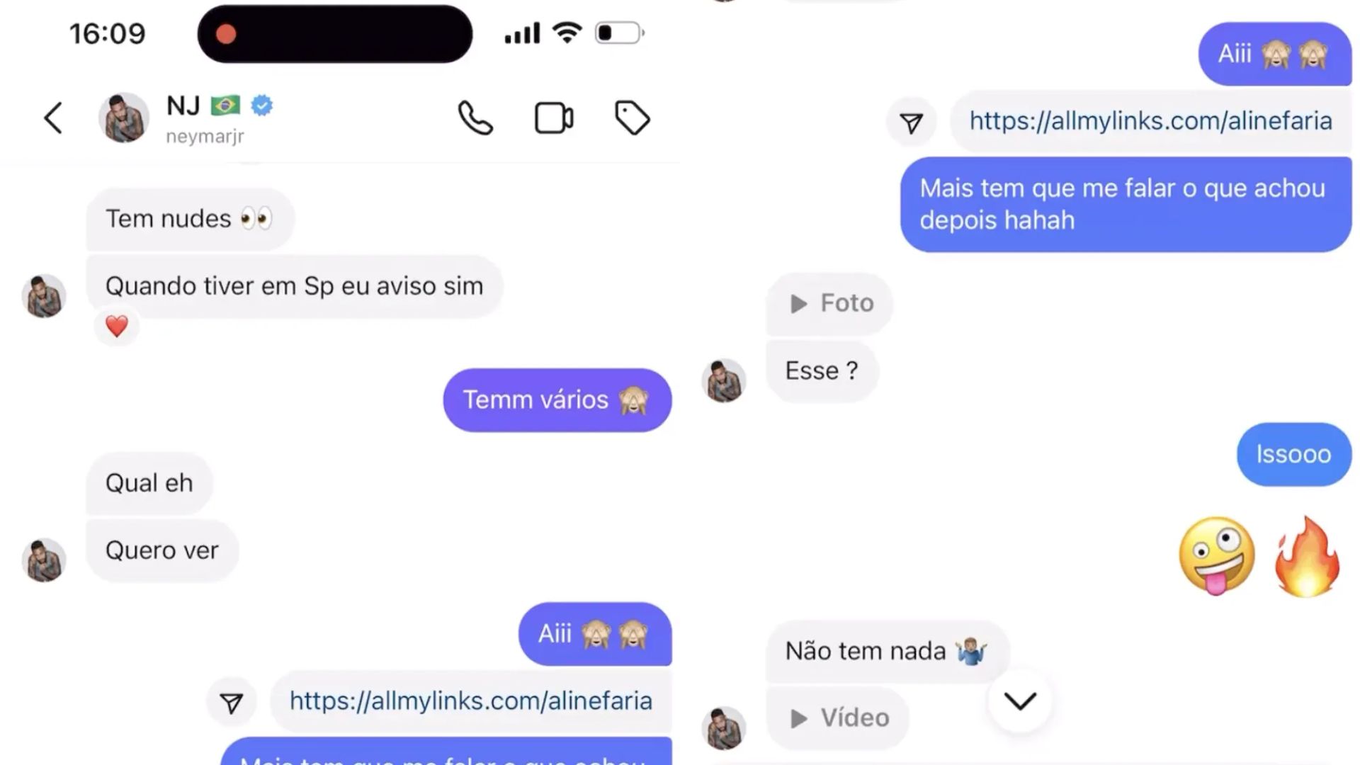 Print de conversa com Neymar vazada por modelo e criadora de conteúdo digital