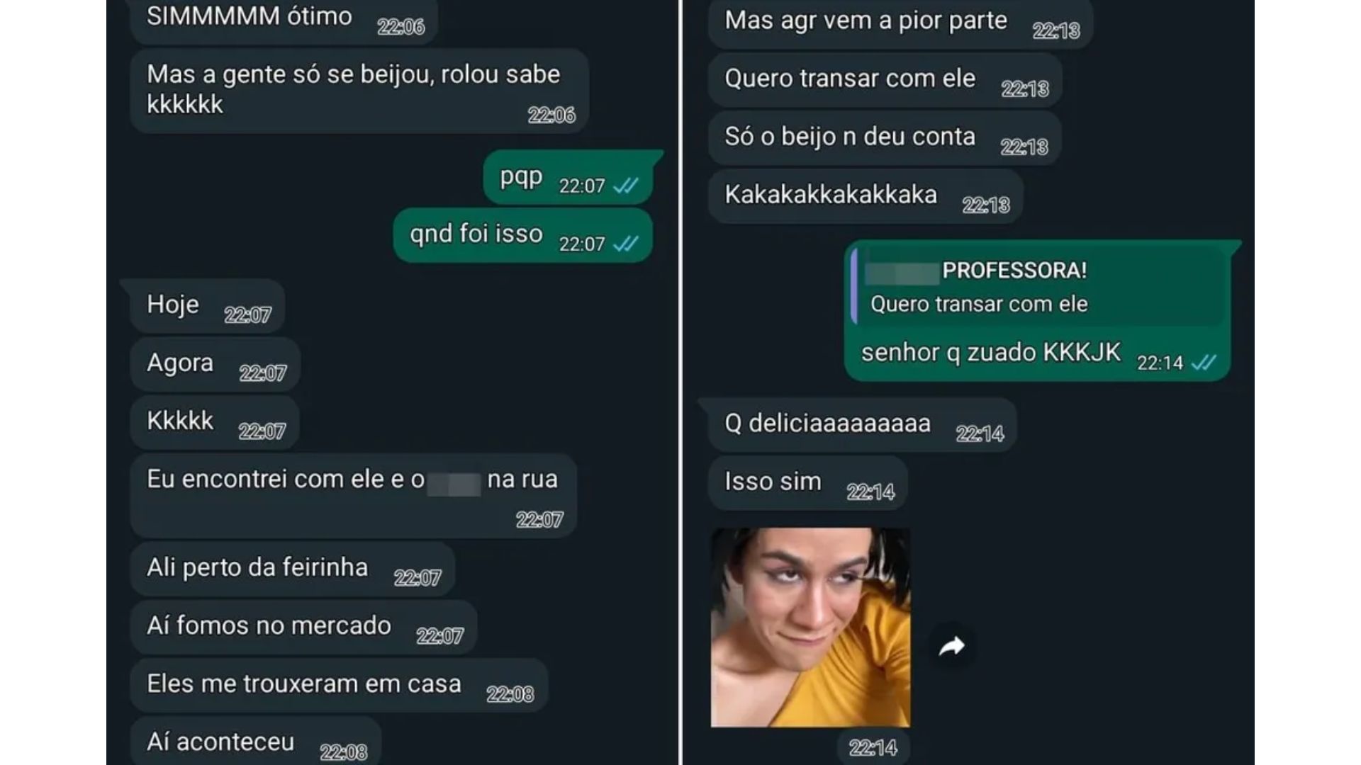 Professora beija aluno
