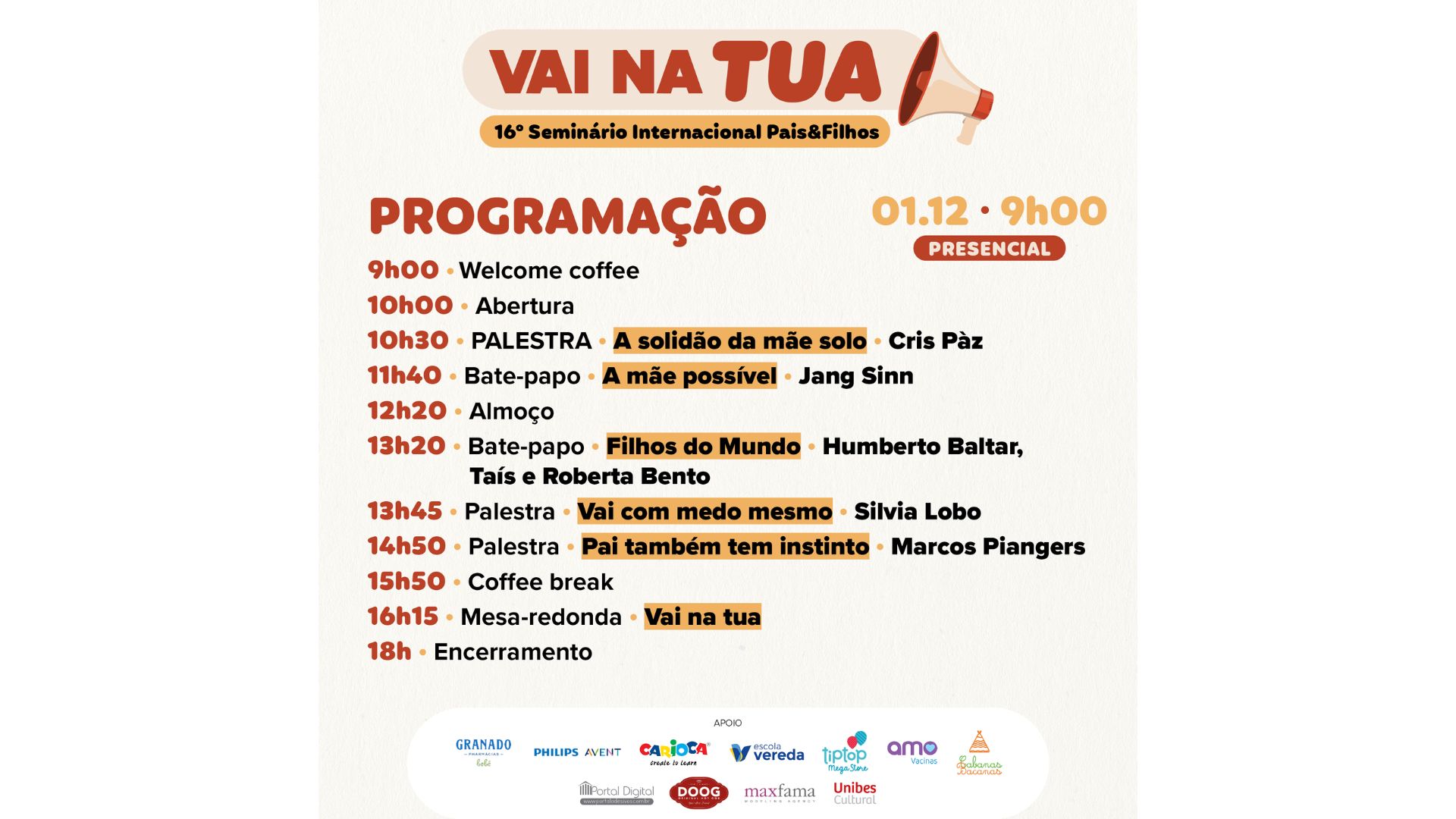 Programação do 16º Seminário Internacional Pais&Filhos