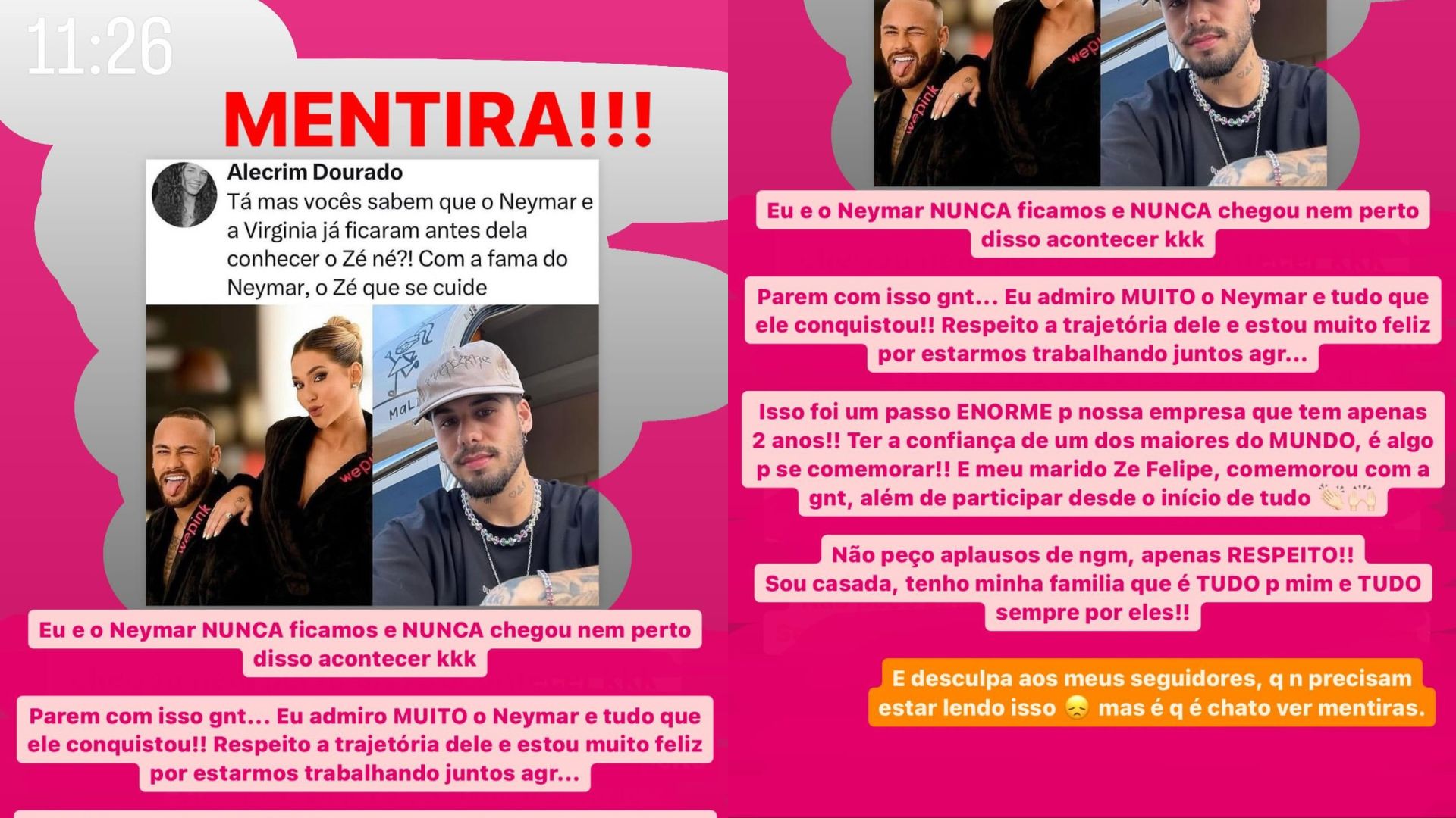 Story de Virginia Fonseca sobre já ter ficado com Neymar Jr.