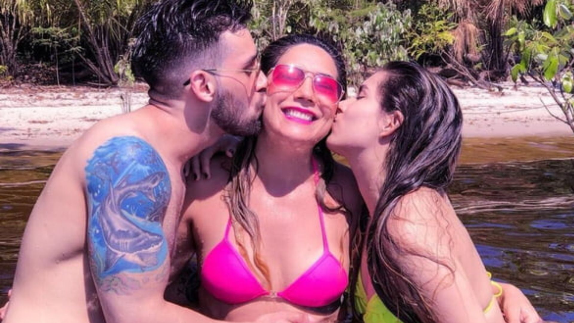 Família em um lago
