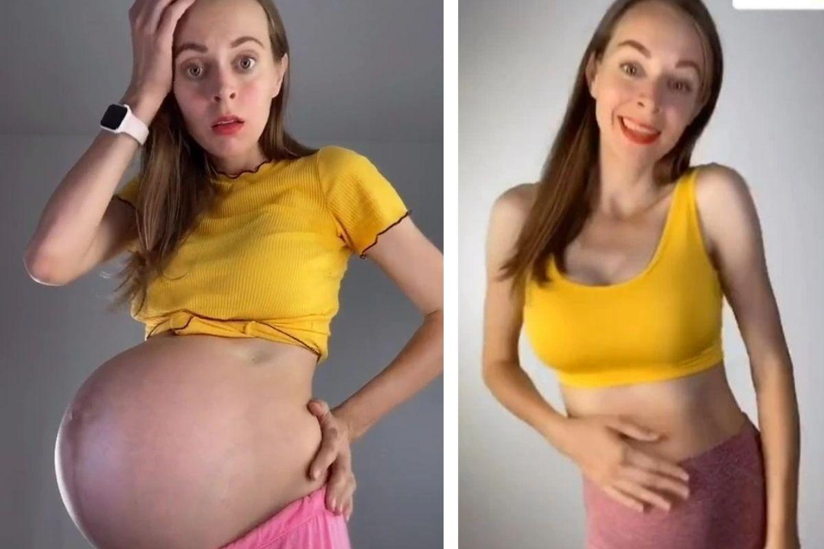Anna ainda surpreendeu com o antes e depois da gestação