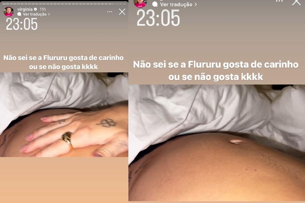 Virginia Fonseca está grávida de Maria Flor e mostrou a bebê se mexendo na barriga