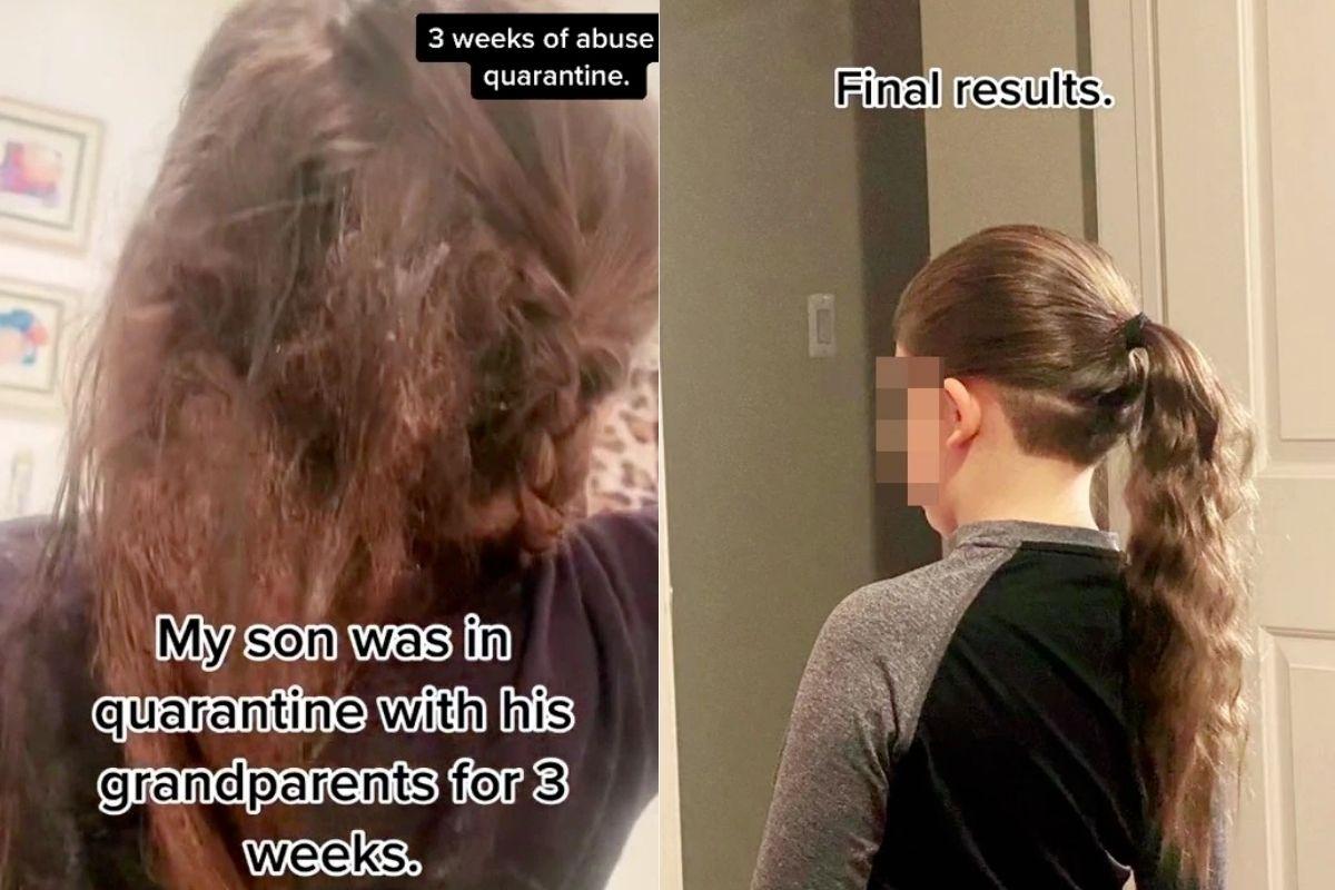 Menino corta cabelo após não pentear atrás
