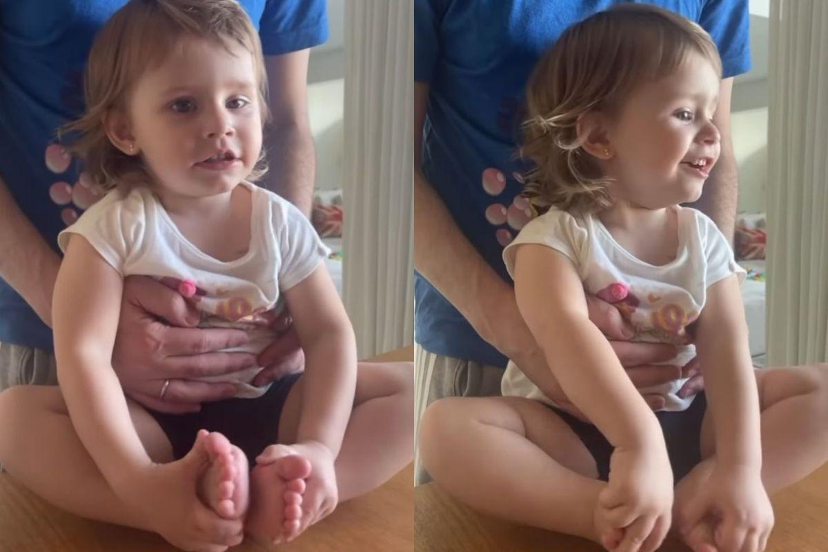 Daiana Garbin posta vídeo engraçado da filha Lua e Tiago Leifert cai na gargalhada