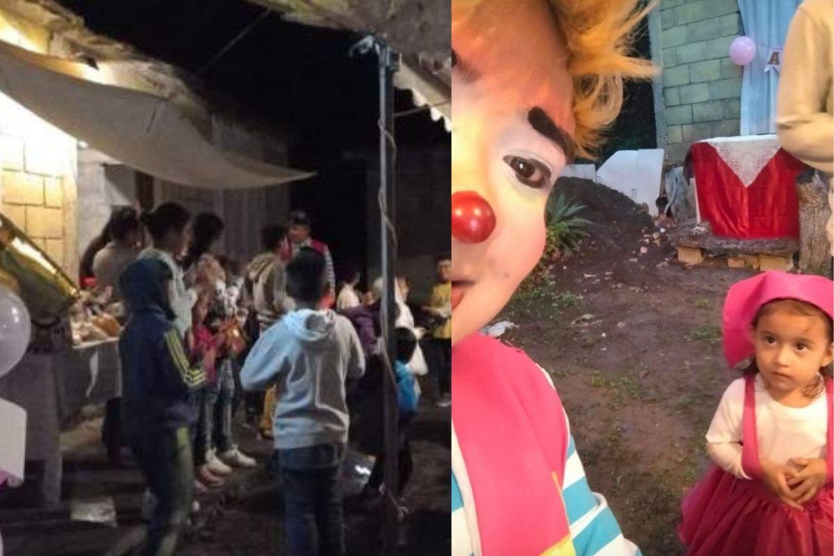 A menina ficou muito contente com a festa