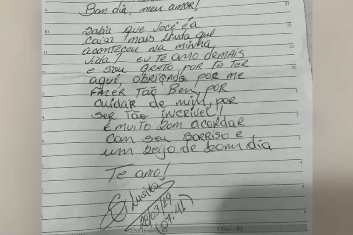 O bilhete foi escrito por Abicieli