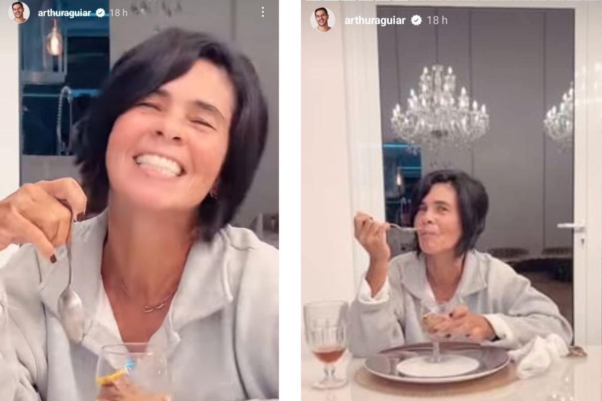 Mãe de Arthur Aguiar faz visita ao filho