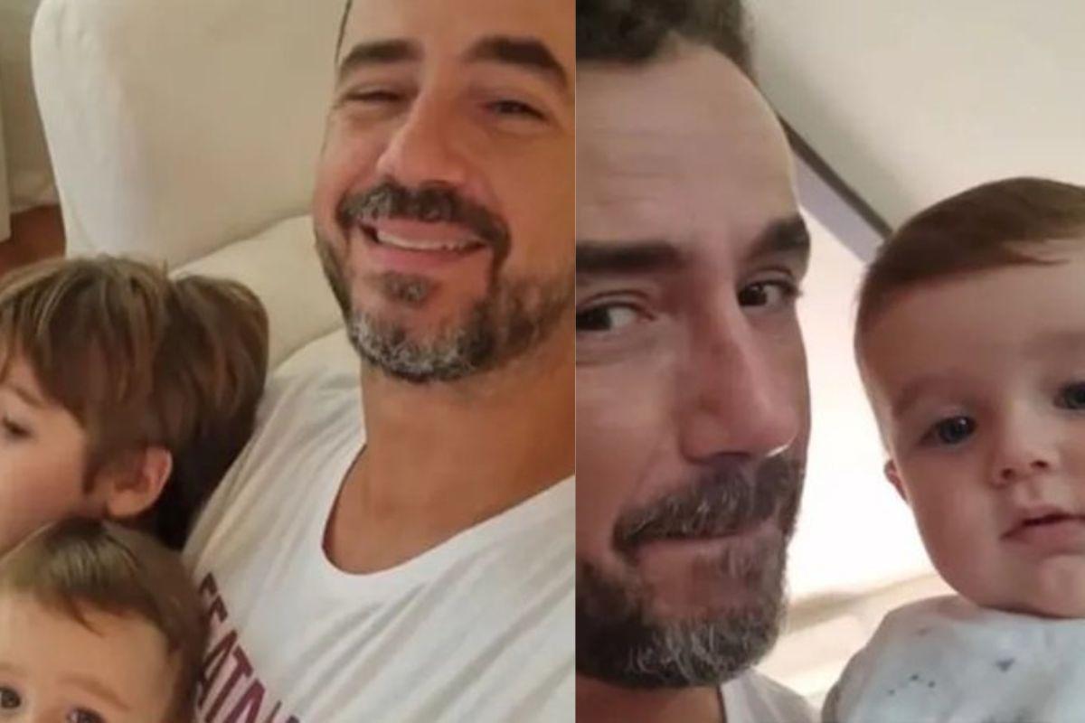 Felipe Andreoli reencontra os filhos
