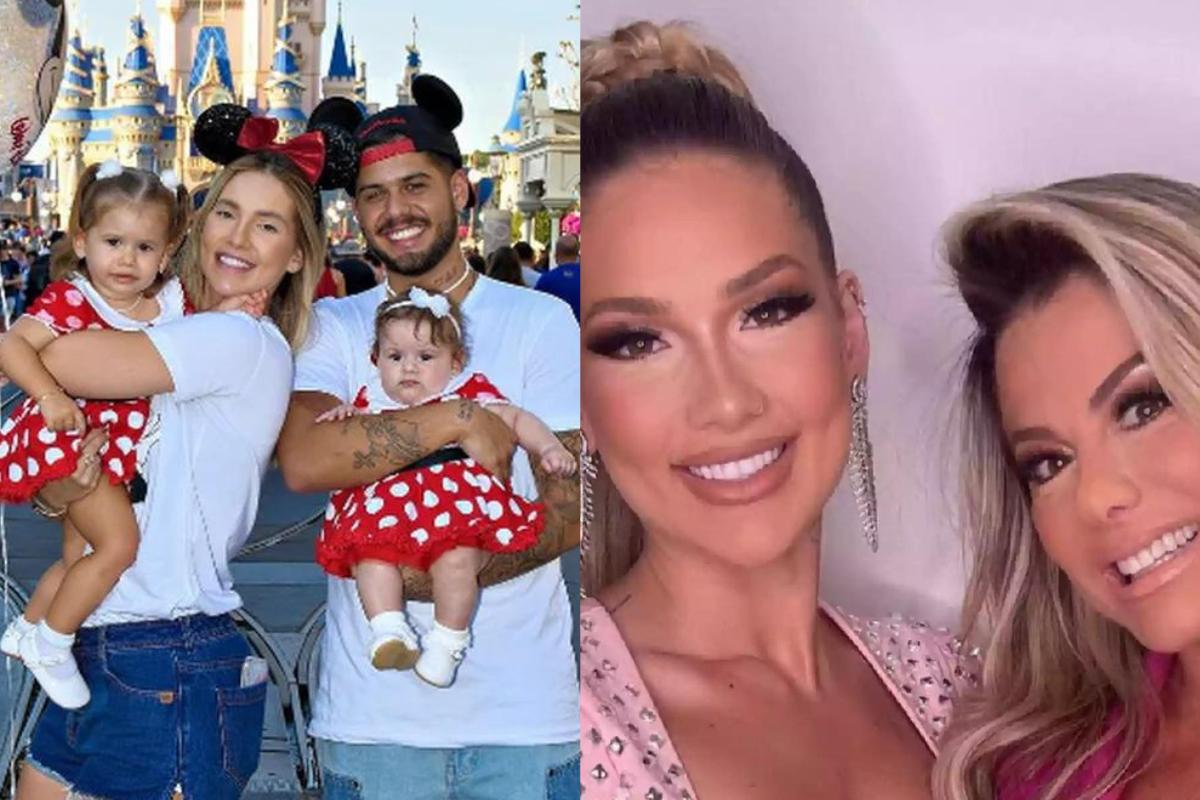 Família de Virginia Fonseca à esquerda e Virginia Fonseca e Poliana Rocha à direita