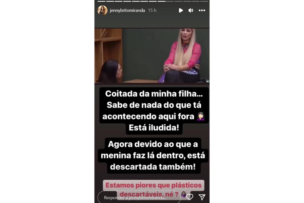 Jenny Miranda fez uma postagem no Instagram com imagem da filha em reality