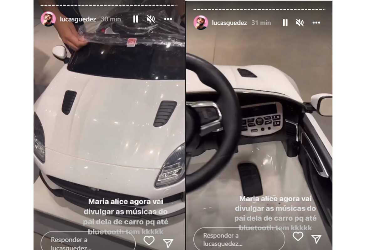 Jaguar que Maria Alice ganhou na festa de 1 ano custa cerca de R$ 3 mil